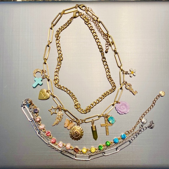 Paperclip Charm Necklace and Bracelet Set - Picture 7 of 10